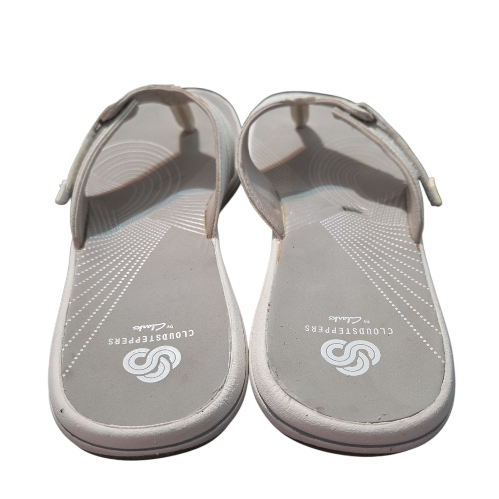 Clarks Cloudsteppers Brinkley Jazz Flip Flops Women’s White Size 10 - Picture 4 of 7